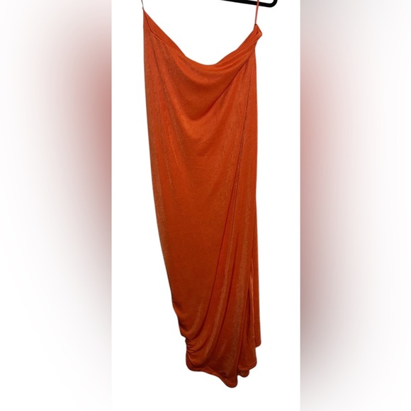 NWT JLUXLABEL Women’s Orange Strapless Ruched Side-Slit Dress - Size XXL - Picture 4 of 8